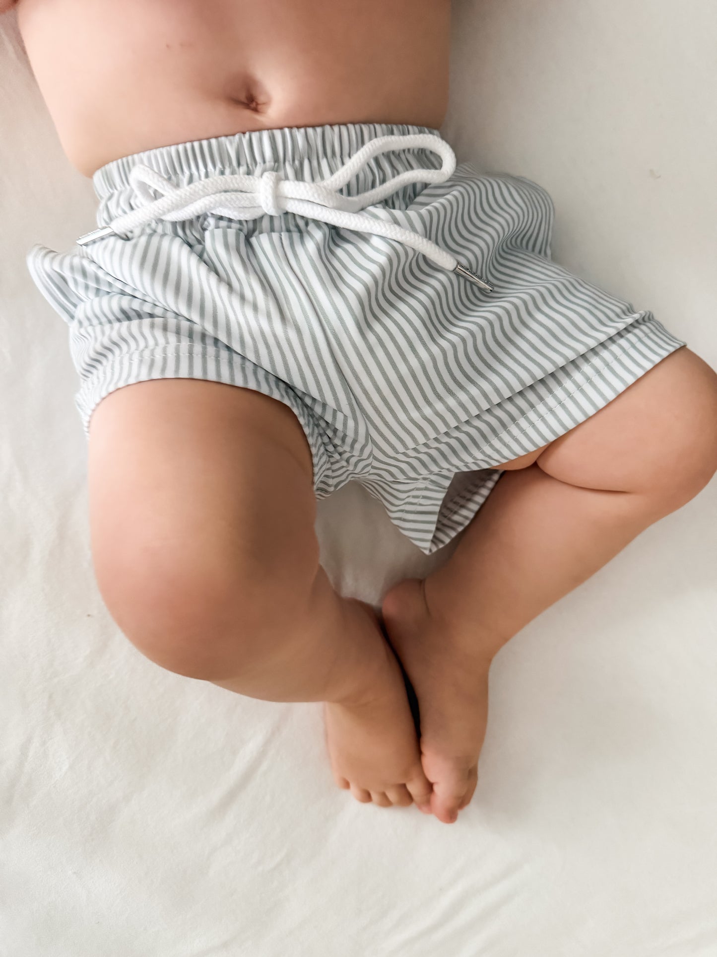 Sage pinstripe board shorts