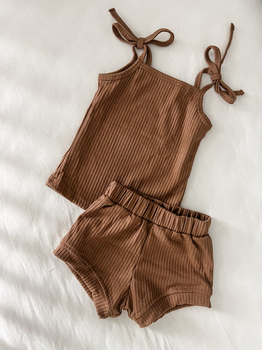 Mocha ribbed set