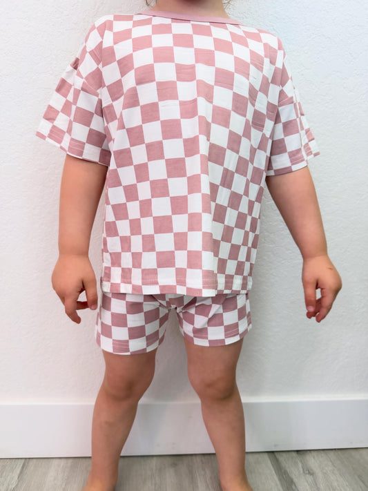 Pink Check Short set