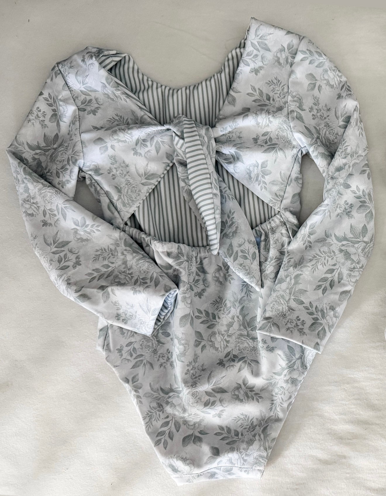 Sage Floral + Stripes reversible swim