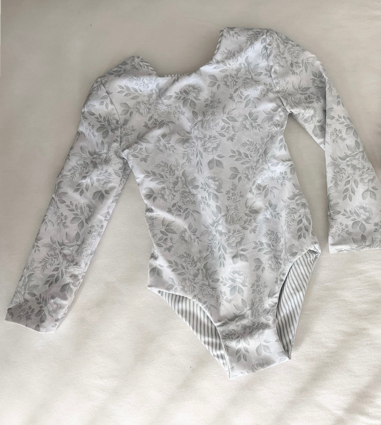 Sage Floral + Stripes reversible swim