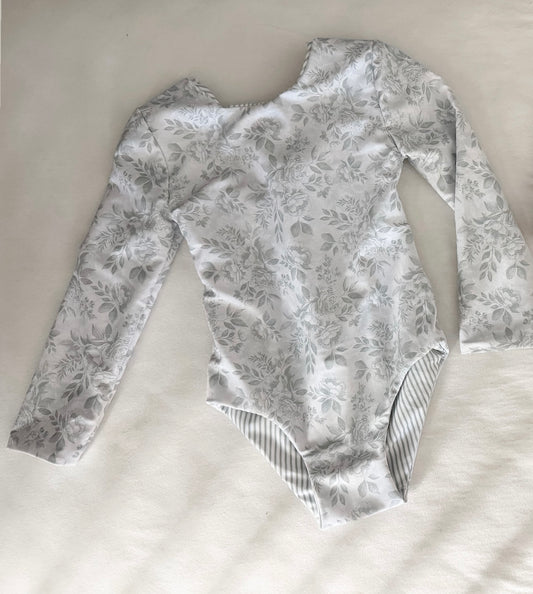 Sage Floral + Stripes reversible swim