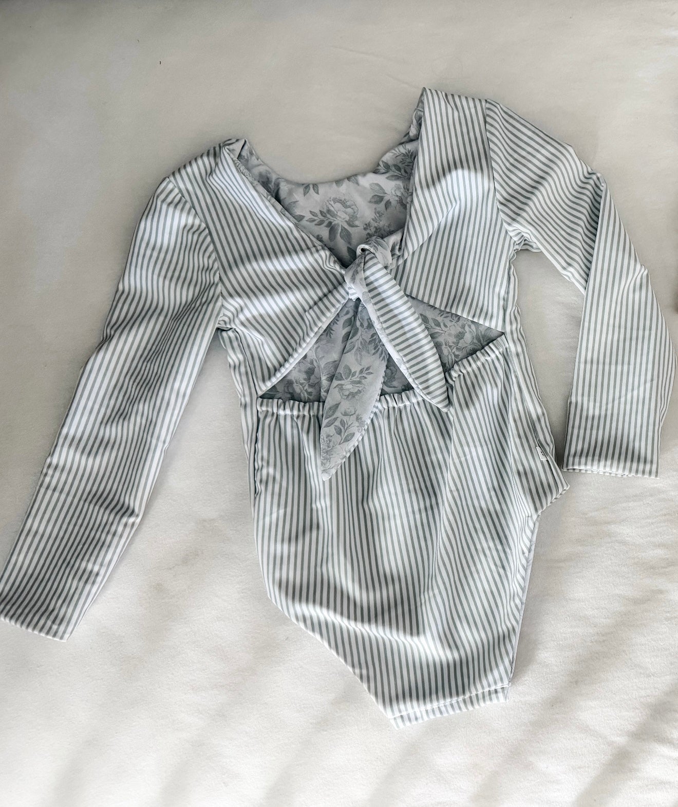 Sage Floral + Stripes reversible swim